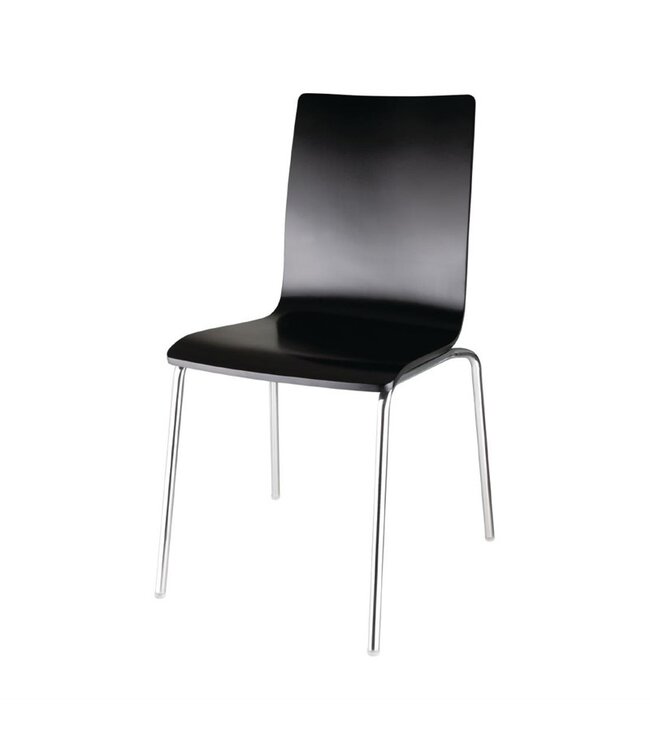 Stoel met vierkante rug zwart - Beukenfineer | prijs & verp per 4 stuks