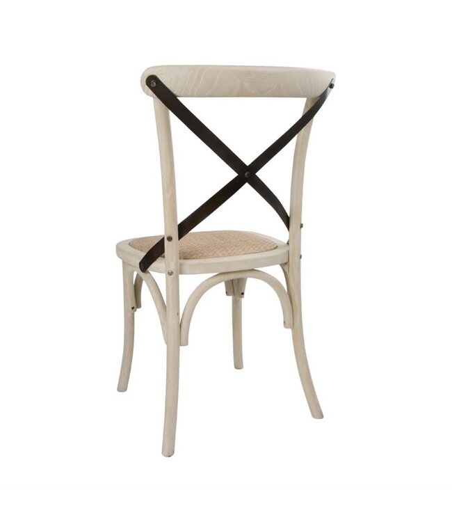 Stoel met gekruiste rugleuning ecru 460 x 540 x 880 mm - Hout | prijs & verp per  2 stuks