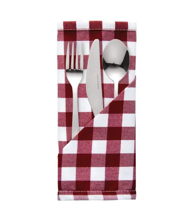 Servet rood-wit 410 x 410 mm - Mitre Comfort Gingham | prijs & verp per  10 stuks