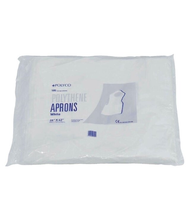 Disposable polyethyleen halterschorten wit106,7 x 66 cm | prijs & verp per  100 stuks