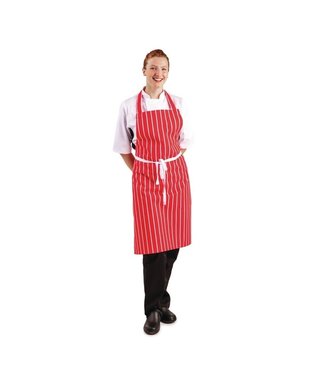 Whites Chefs Clothing Halterschort rood-wit gestreept 710 x 970 mm - Whites