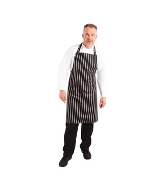 Whites Chefs Clothing Whites halterschort zwart-wit gestreept 71 x 97 cm
