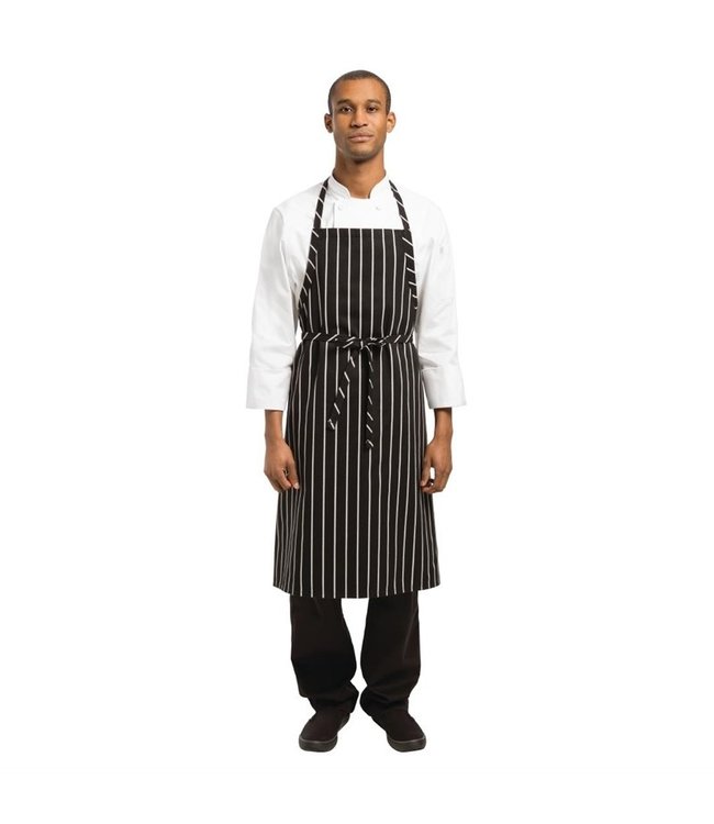 Schort geweven zwart-wit gestreept 940 x 990 mm - Chefs  Works Premium
