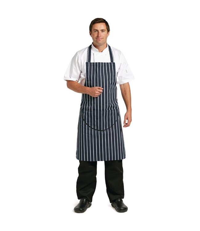Halterschort blauw-wit gestreept met zak 710 x 965 mm katoen - Whites