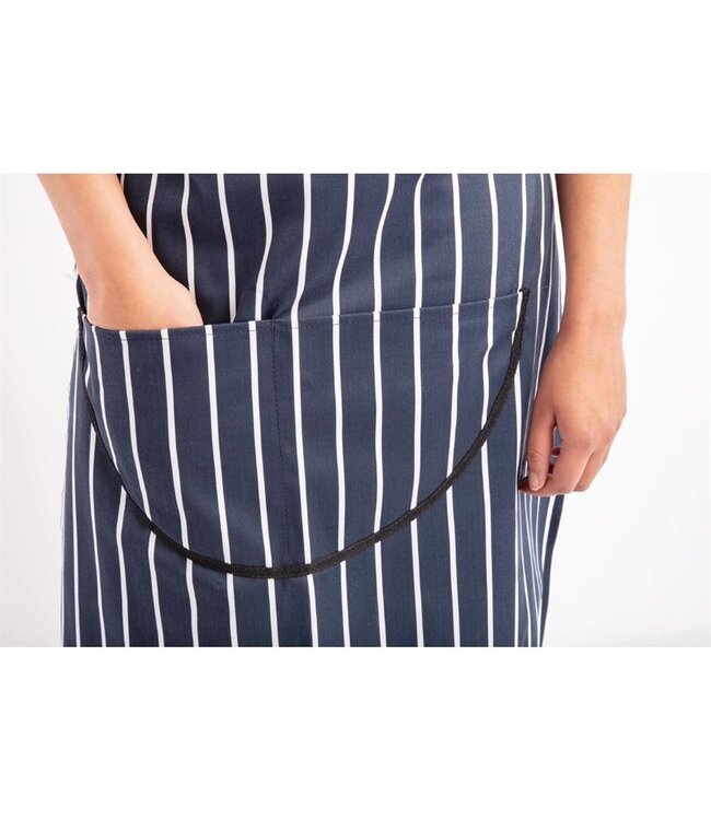 Halterschort blauw-wit gestreept met zak 710 x 965 mm katoen - Whites