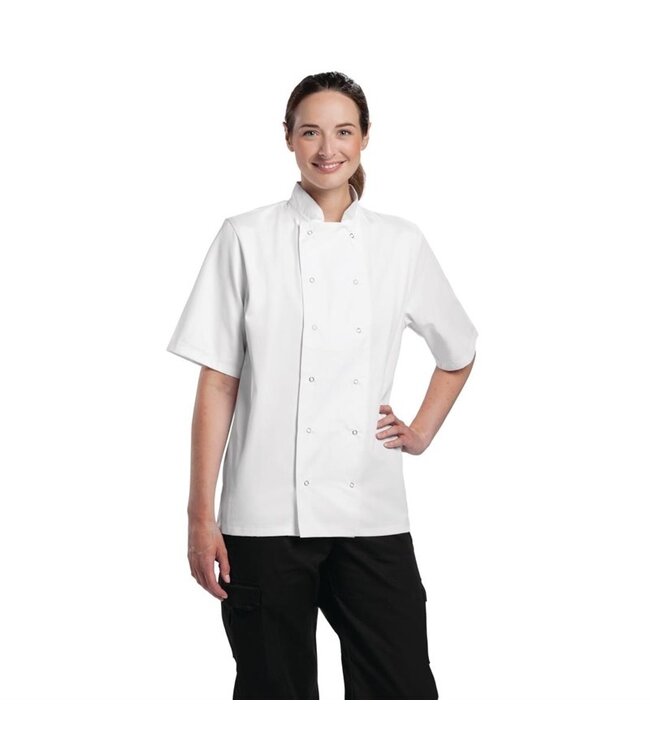 Koksbuis korte mouw wit unisex (div maten: XS - XXL) - Whites Boston