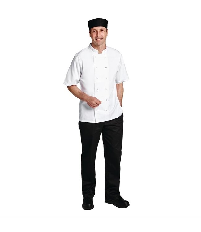 Koksbuis korte mouw wit unisex (div maten: XS - XXL) - Whites Boston