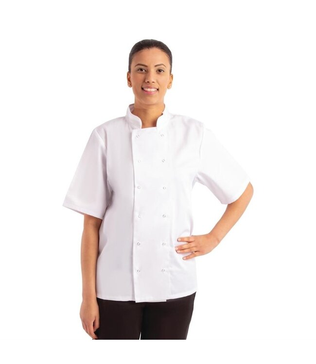 Koksbuis korte mouw wit unisex (div maten: XS - XXL) - Whites Boston