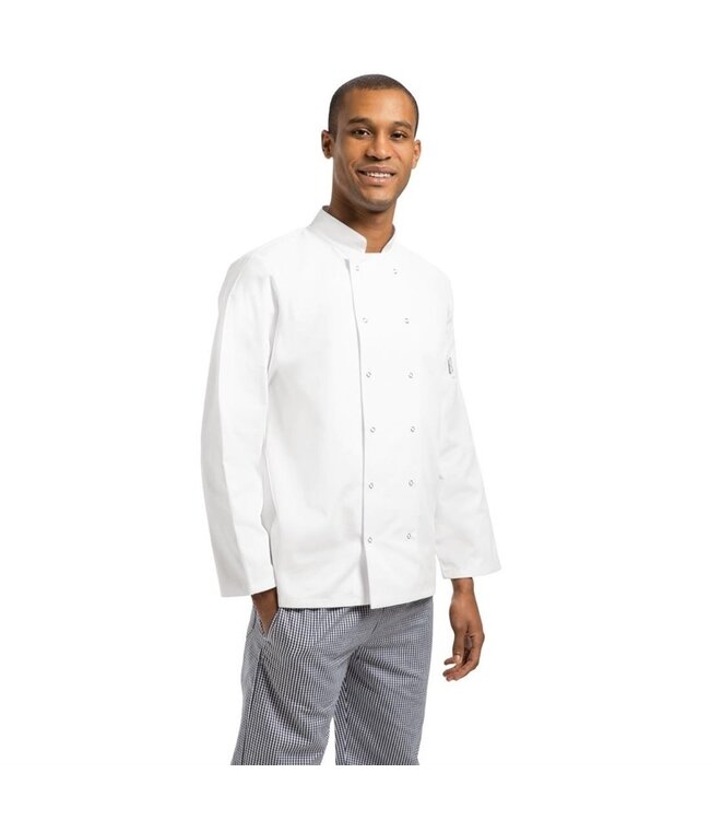 Koksbuis wit lange mouw unisex (div maten: XS - XXL) - White Vegas