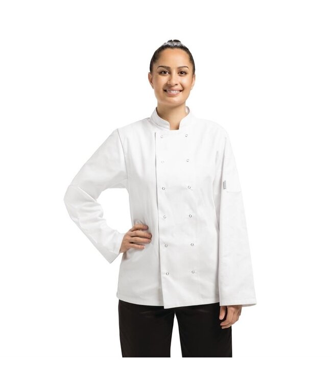 Koksbuis wit lange mouw unisex (div maten: XS - XXL) - White Vegas