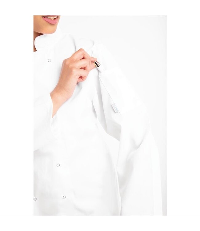 Koksbuis wit lange mouw unisex (div maten: XS - XXL) - White Vegas