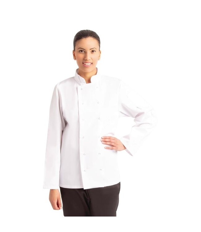 Koksbuis wit lange mouw unisex (div maten: XS - XXL) - White Vegas