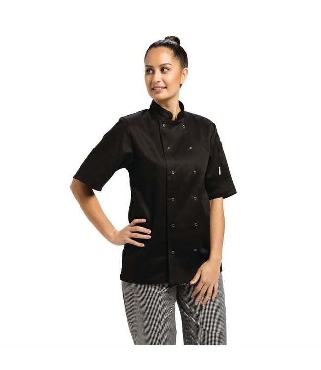 Koksbuis korte mouw zwart unisex (div maten: XS - XXL) - White Vegas