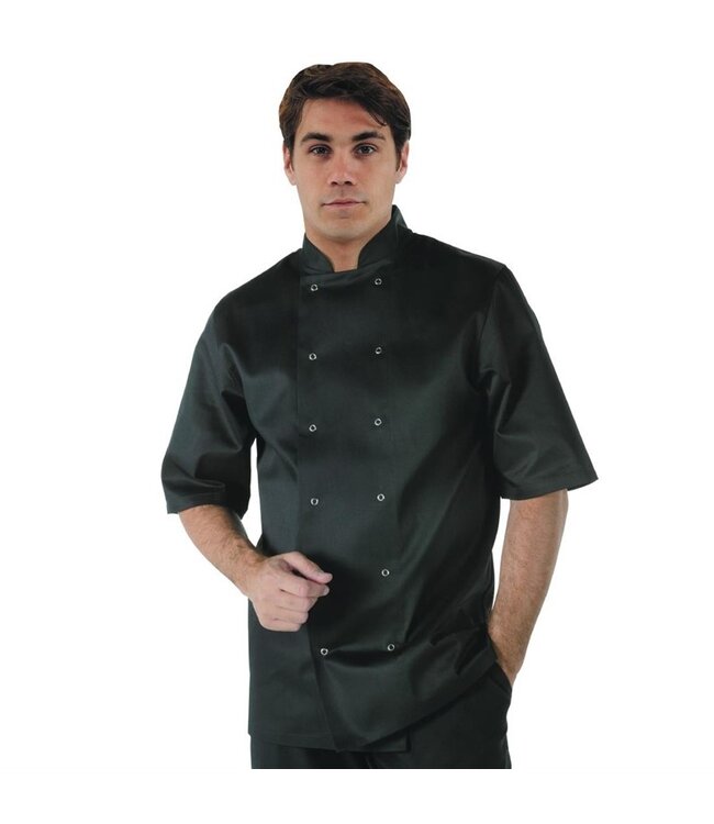 Koksbuis korte mouw zwart unisex (div maten: XS - XXL) - White Vegas