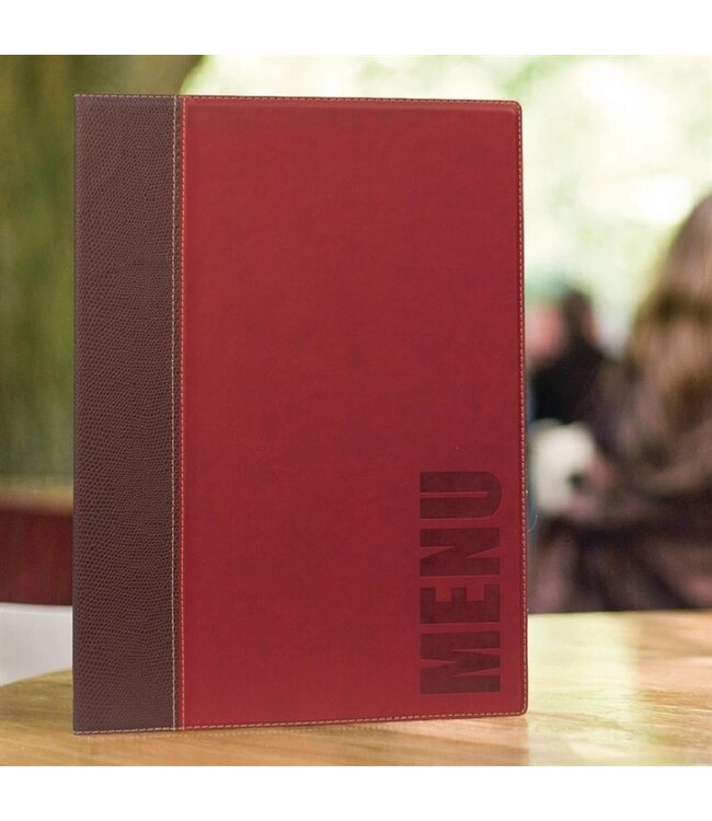 Menumap Trendy A4 wijnrood 245 x 5 x 339 mm kunstleer - Securit