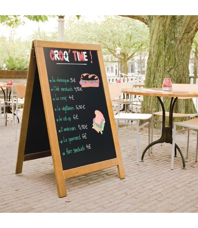 Krijtbord - stoepbord 680 x 1200 mm teakhout Duplo - Securit