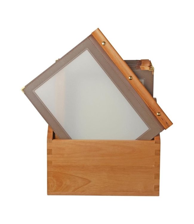 Menumappen set bruin met houten box A4 301 x 246 x 337 mm - Securit