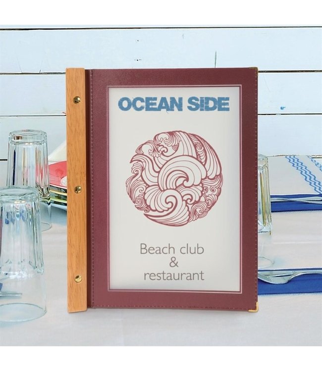 Menumappen set bruin met houten box A4 301 x 246 x 337 mm - Securit