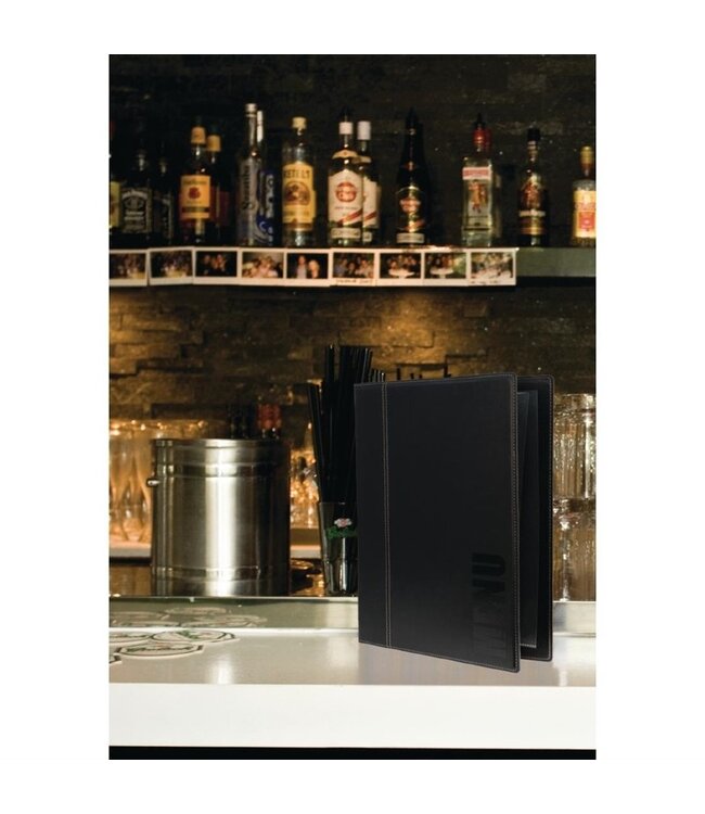 Menumap Trendy A4 zwart 180 x 5 x 247 mm kunstleer - Securit