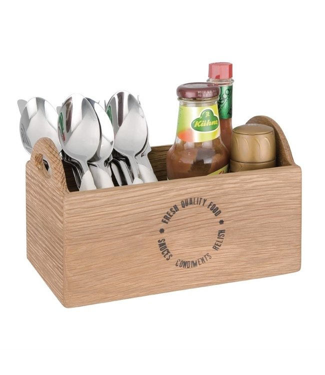 Bestek- en specerijenhouder 230 x 145 x 135 mm eikenhout - Fusion plus