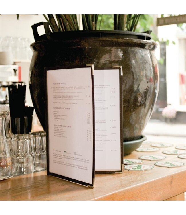 Menuhouder dubbel A4 237 x 15 x 322 mm plastic - Securit Crystal | prijs & verp per 3 stuks