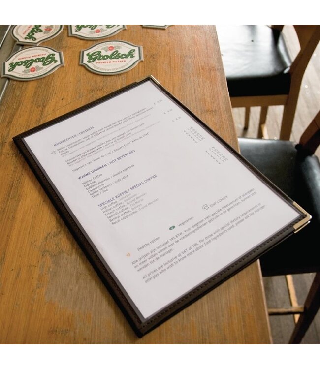 Menuhouder dubbel A4 237 x 15 x 322 mm plastic - Securit Crystal | prijs & verp per 3 stuks