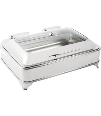 Fusion plus Chafing Dish elektrisch rechthoekig glasdeksel 8 ltr 590 x 455 x 250 mm roestvrijstaal - Fusion plus