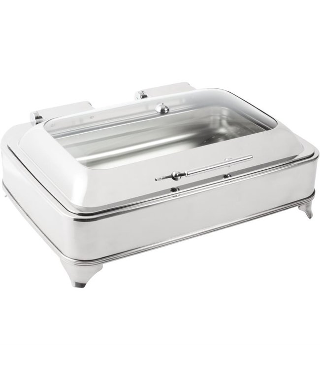 Chafing Dish elektrisch rechthoekig glasdeksel 8 ltr 590 x 455 x 250 mm roestvrijstaal - Fusion plus