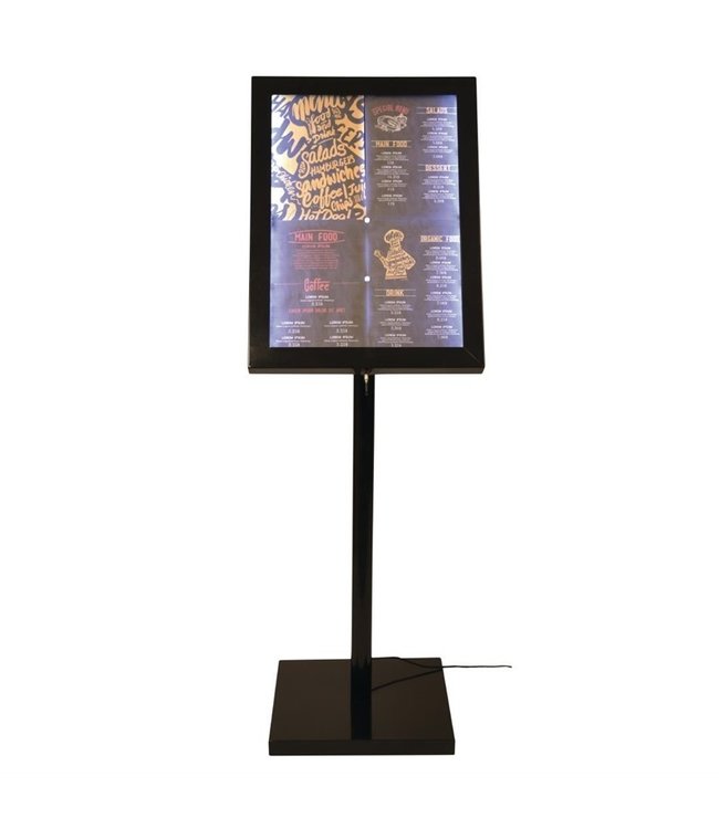 Info display LED zwart 650 x 100 x 1200 mm staal - Securit