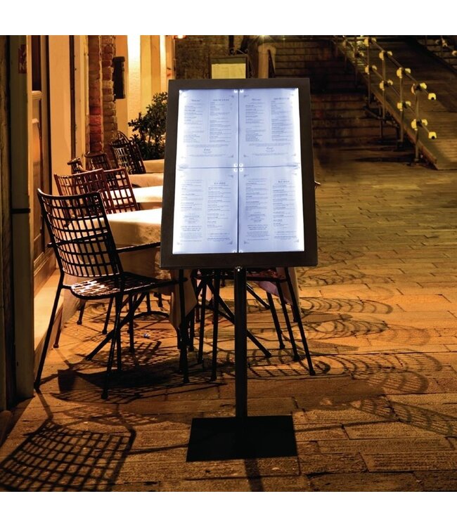 Info display LED zwart 650 x 100 x 1200 mm staal - Securit