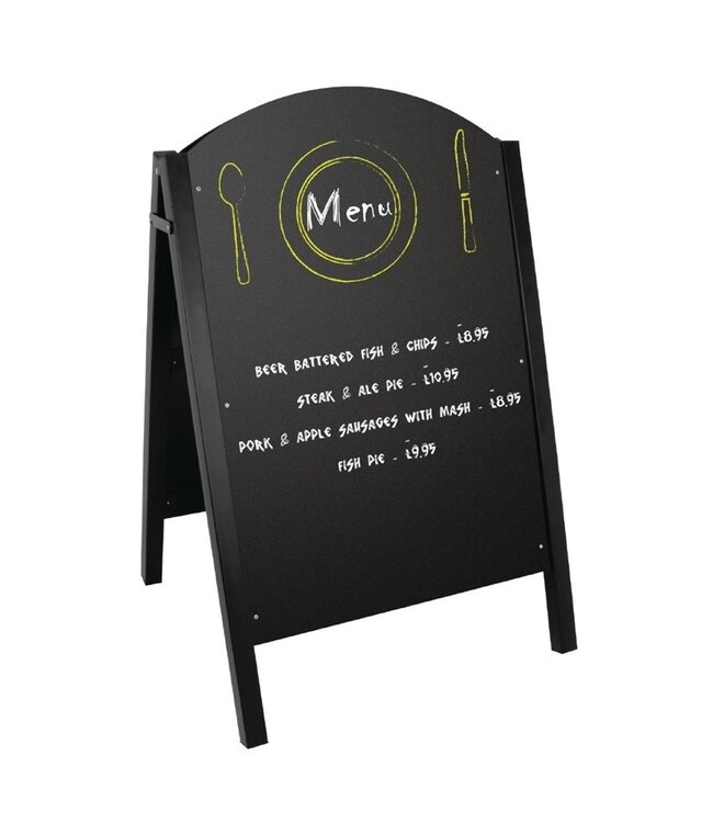 Krijtbord - stoepbord met zwart metalen frame 670 x 660 x 1025 mm - Fusion plus