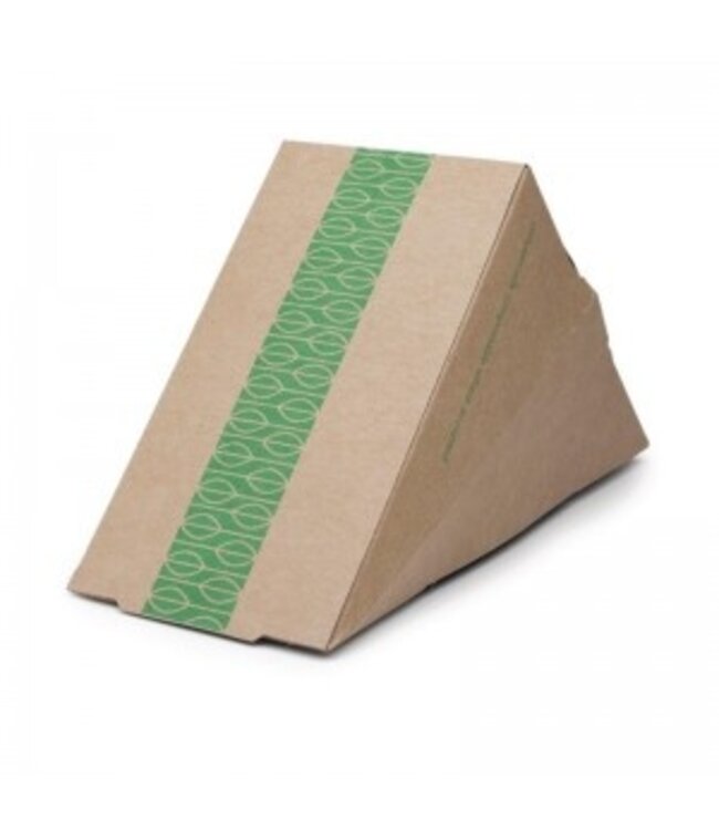 Sandwichbox kraftpapier/PLA met venster 72(b) x 123(d) x 123(h) mm - Vegware | prijs & verp per 500 stuks