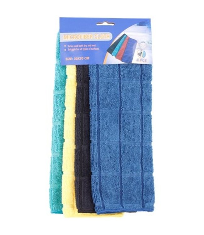 Microvezeldoekjes set à 4 stuks assorti 300 x 300 mm Nog 1 set beschikbaar OUTLET !!