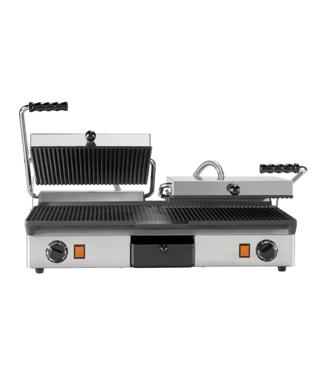 Contactgrill dubbel bovenplaat glad / onderplaat glad+geribd 640 x 380 x 170 mm - Mian Toast