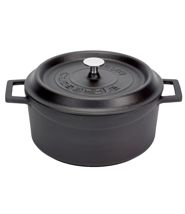 Braadpan rond 2,82 ltr Ø 200 mm mat zwart/zwart - LAVA