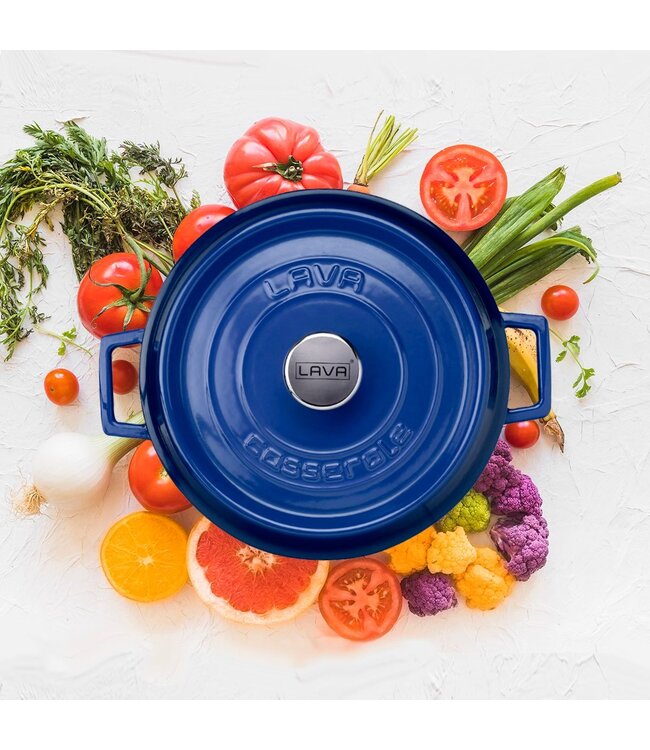 Casserole mini rond 35 cl  Ø 100 mm blauw/zwart - LAVA
