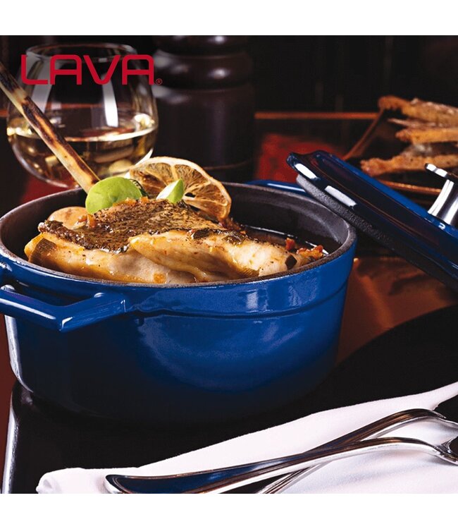Casserole mini rond 35 cl  Ø 100 mm blauw/zwart - LAVA