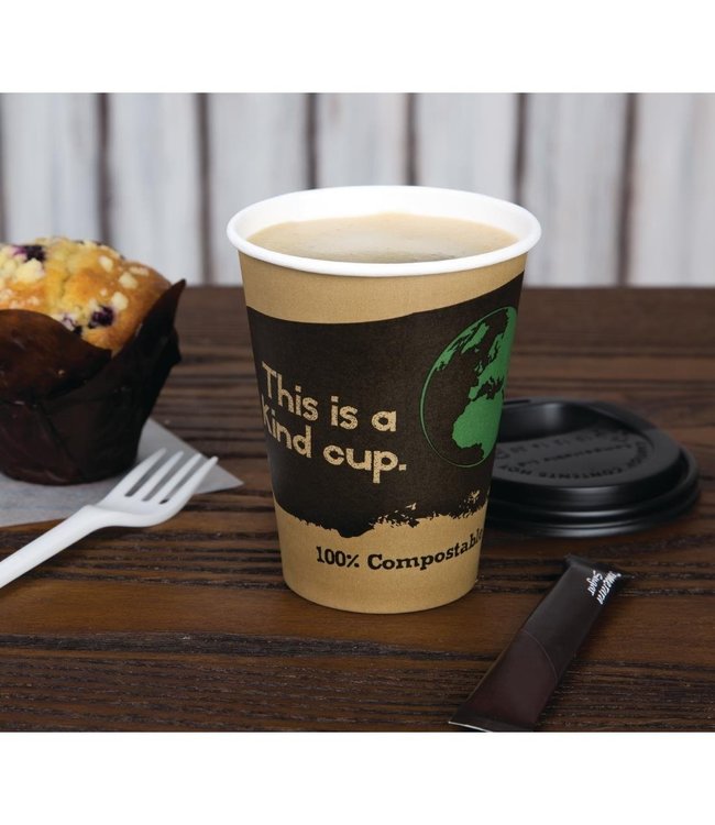 Koffiebeker disp. composteerbaar enkelwandig bruin 34 cl | prijs & verp per 1000 stuks