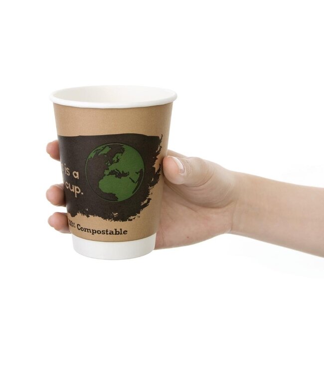 Koffiebeker disp. dubbelwandig composteerbaar 35,5 cl | prijs & verp per 25 stuks