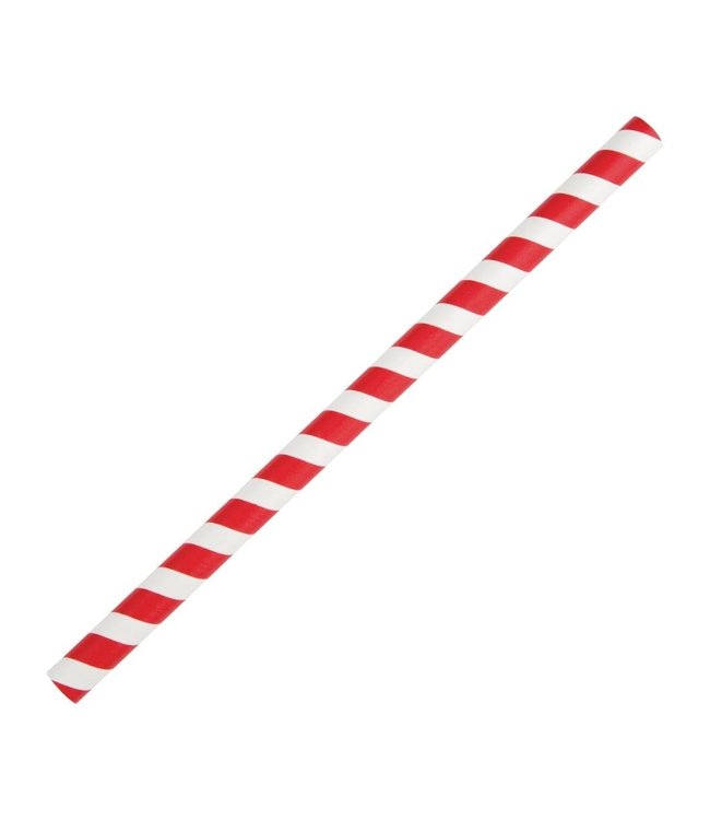 Smoothierietje 210 mm rood/wit - Papier | prijs & verp per 250 stuks