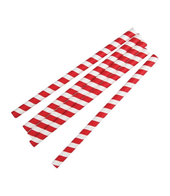 Smoothierietje 210 mm rood/wit - Papier | prijs & verp per 250 stuks