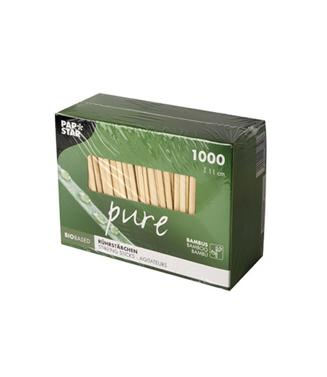 Roerstaafje disp bamboe 110 mm Pure - Papstar | prijs & verp per 10.000 stuks