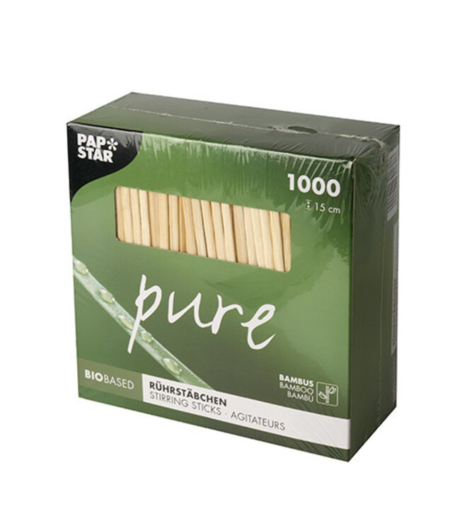 Roerstaafje disp bamboe 150 mm Pure - Papstar | prijs & verp per 10.000 stuks