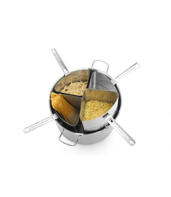 Kookpan met deksel middel hoog model 23,5 ltr 360 x 235 mm tbv pasta inzet Profi Line Nog 1 stuks beschikbaar OUTLET !!