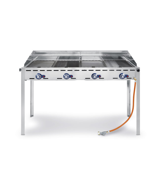 Gasbarbecue 4 branders verrijdbaar1400 x  612 x 825 mm - Green Fire Profi Line