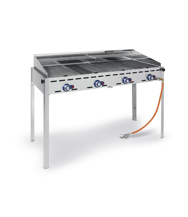 Gasbarbecue 4 branders verrijdbaar1400 x  612 x 825 mm - Green Fire Profi Line