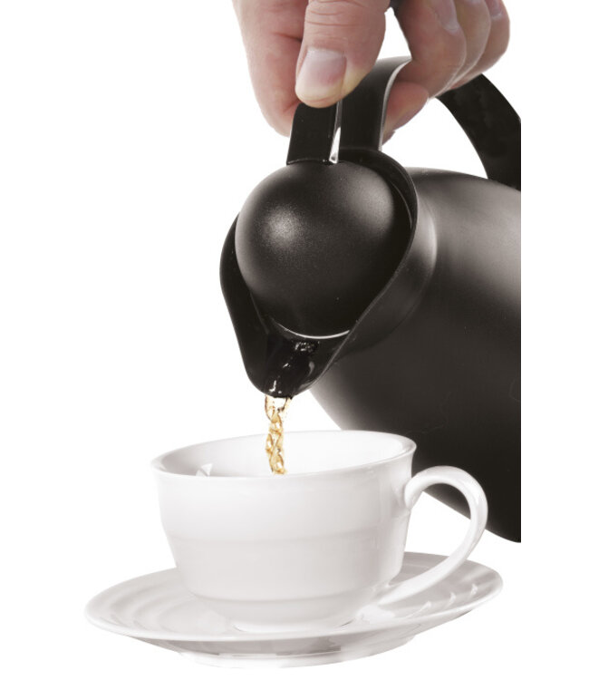 Isoleerkan zwart 1 ltr met glazen binnenfles en druksluiting - Polypropyleen