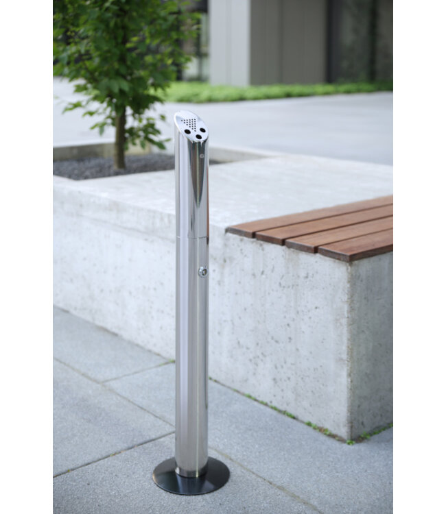 Asbak staande zuil afsluitbaar 170 x 920 mm - Roestvrijstaal