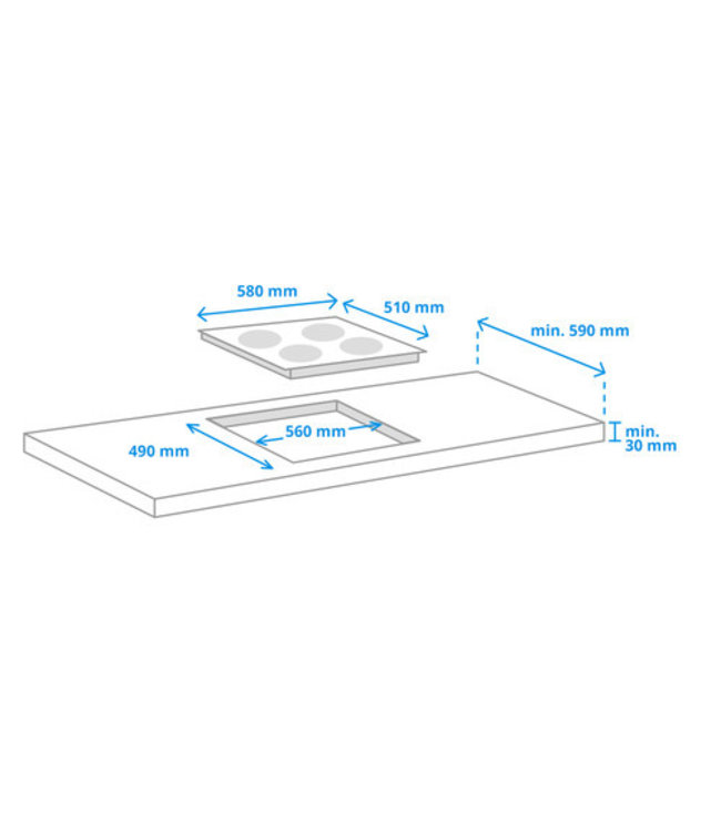 Gaskookplaat 4 pits inbouw T106HRVSA - Etna