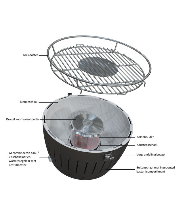 Tafelbarbecue XL Hybrid 435 x 257 mm diepblauw - LotusGrill